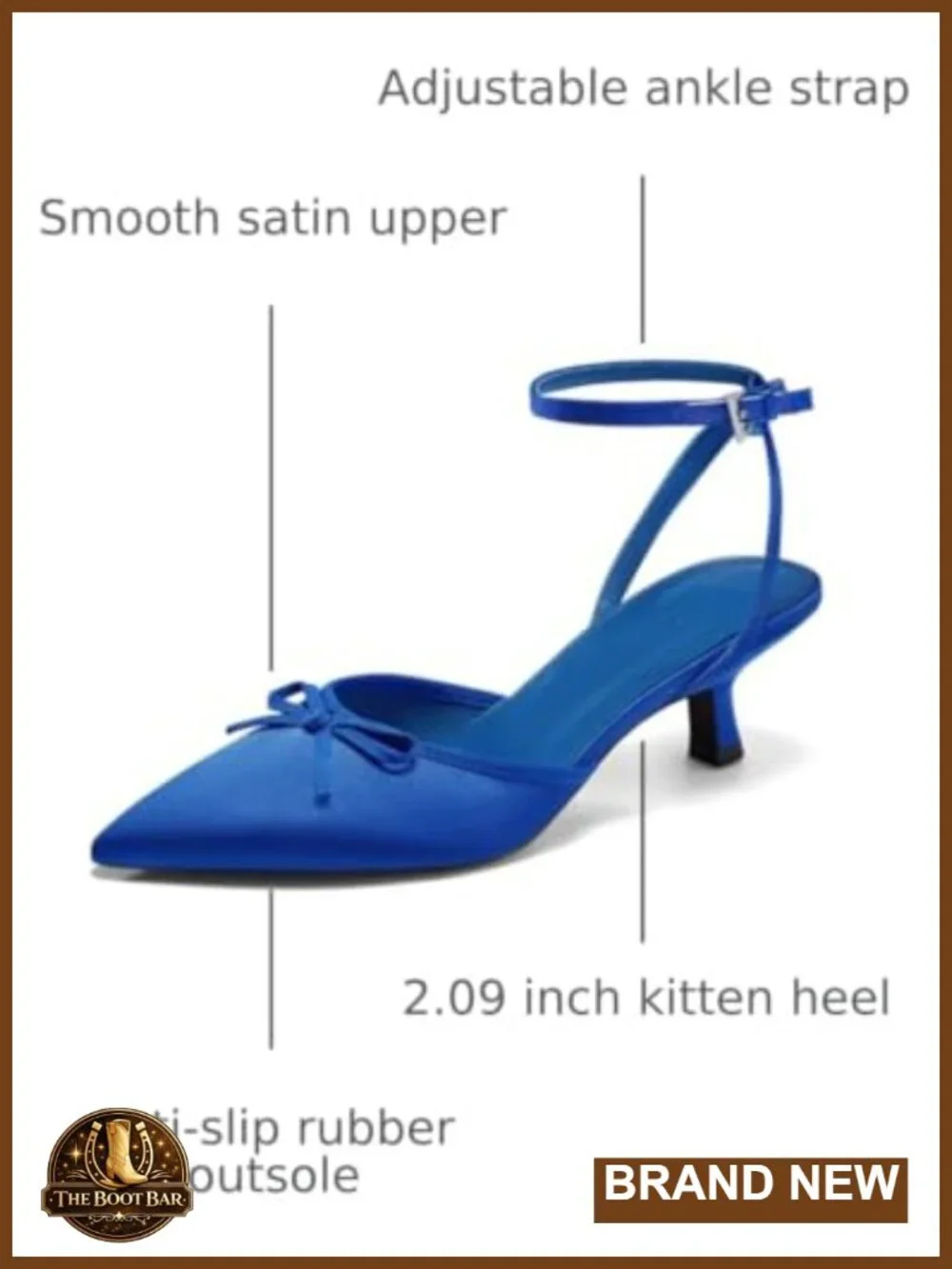 Satin Kitten Low Heels with Bow Pointed Toe Short Pumps Dress Wedding Party